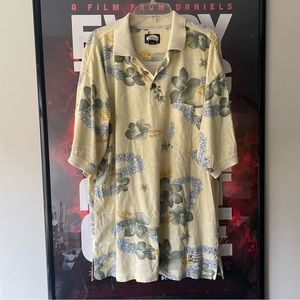 Tommy bahama yellow polo Hawaiian shirt floral made in Macau original vintage